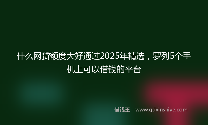 什么网贷额度大好通过2025年精选，罗列5个手机上可以借钱的平台