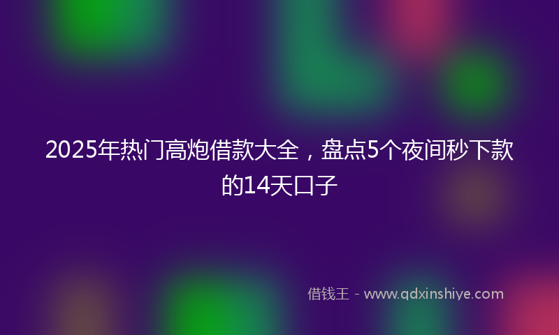 2025年热门高炮借款大全，盘点5个夜间秒下款的14天口子