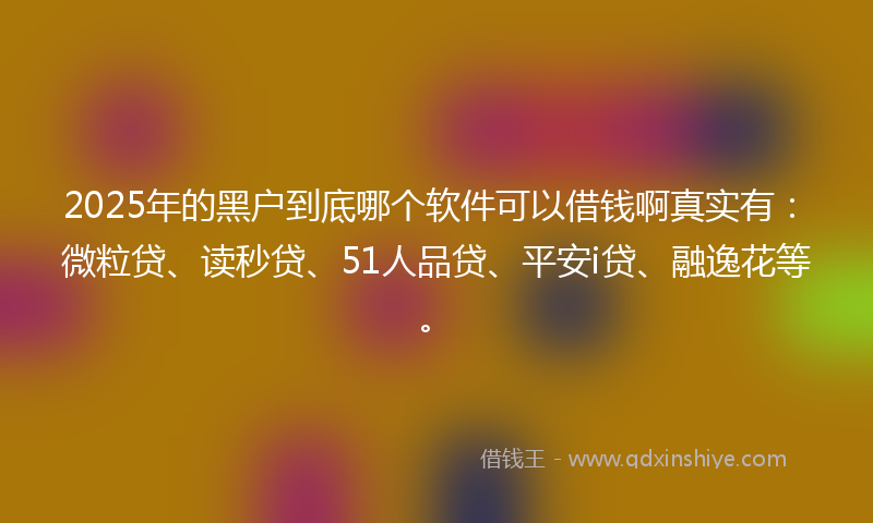 2025年的黑户到底哪个软件可以借钱啊真实有：微粒贷、读秒贷、51人品贷、平安i贷、融逸花等。