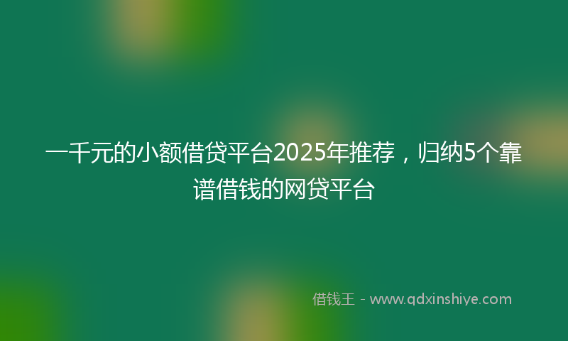 一千元的小额借贷平台2025年推荐，归纳5个靠谱借钱的网贷平台