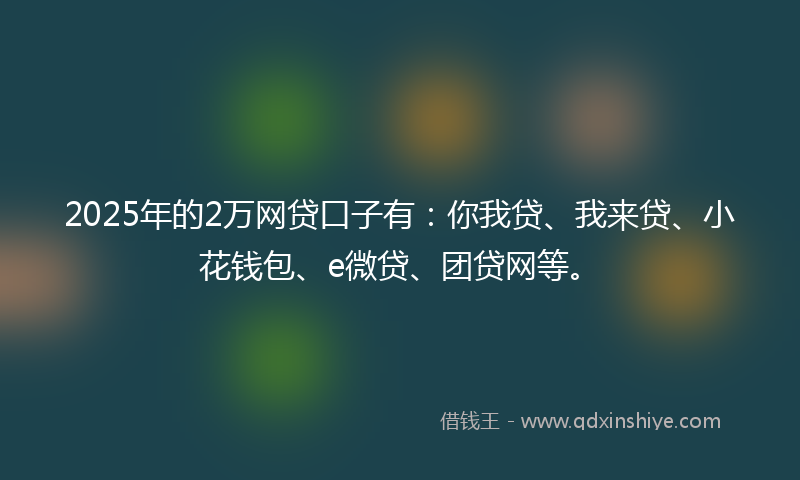 2025年的2万网贷口子有：你我贷、我来贷、小花钱包、e微贷、团贷网等。