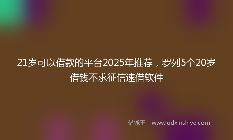 21岁可以借款的平台2025年推荐，罗列5个20岁借钱不求征信速借软件