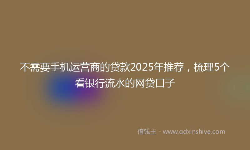 不需要手机运营商的贷款2025年推荐，梳理5个看银行流水的网贷口子