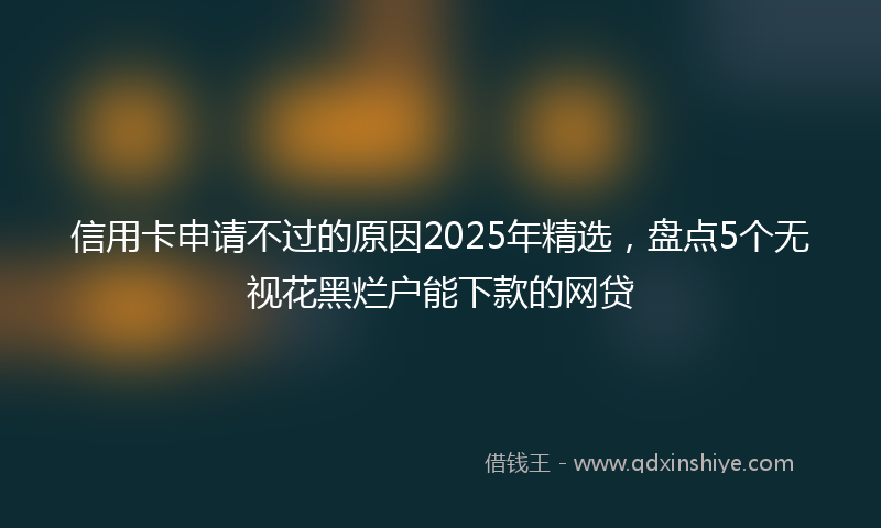 信用卡申请不过的原因2025年精选，盘点5个无视花黑烂户能下款的网贷