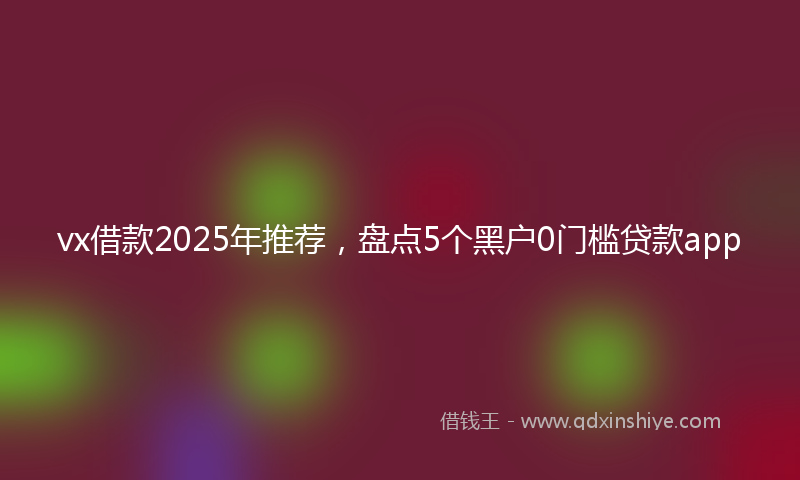 vx借款2025年推荐，盘点5个黑户0门槛贷款app