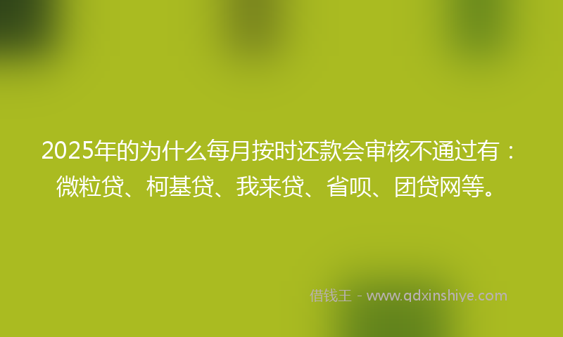 2025年的为什么每月按时还款会审核不通过有：微粒贷、柯基贷、我来贷、省呗、团贷网等。