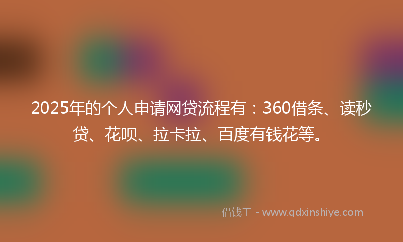 2025年的个人申请网贷流程有：360借条、读秒贷、花呗、拉卡拉、百度有钱花等。