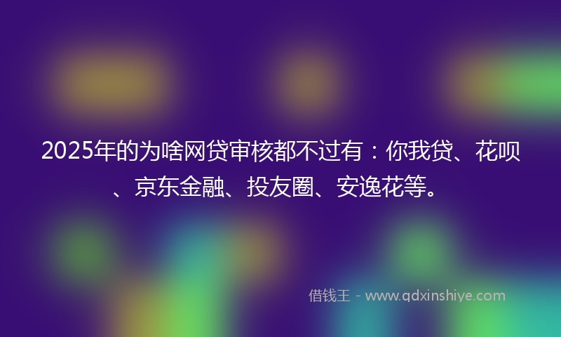 2025年的为啥网贷审核都不过有：你我贷、花呗、京东金融、投友圈、安逸花等。