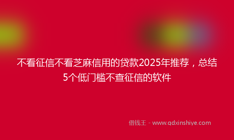 不看征信不看芝麻信用的贷款2025年推荐，总结5个低门槛不查征信的软件