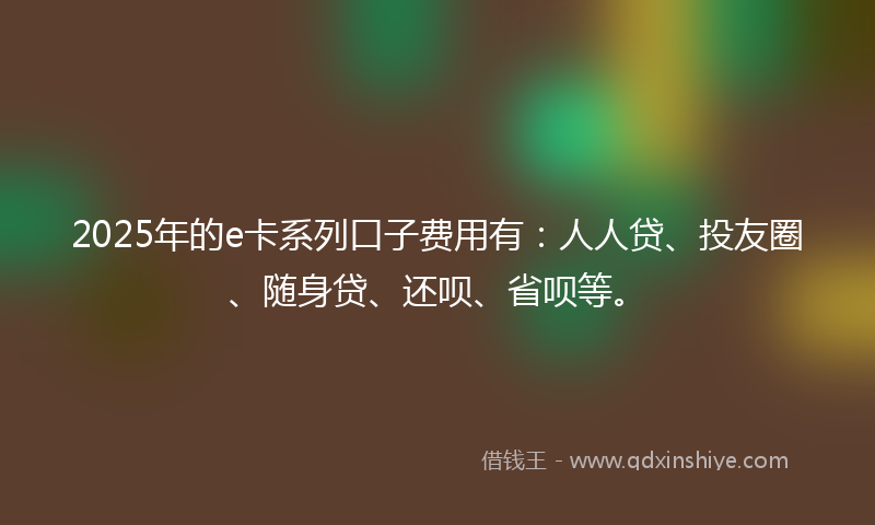 2025年的e卡系列口子费用有：人人贷、投友圈、随身贷、还呗、省呗等。