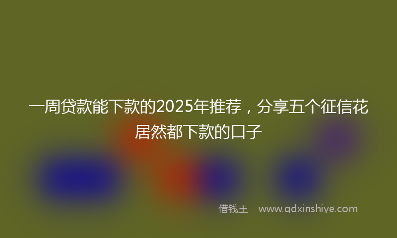 一周贷款能下款的2025年推荐，分享五个征信花居然都下款的口子