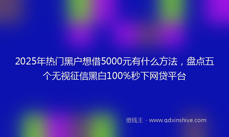 2025年热门黑户想借5000元有什么方法，盘点五个无视征信黑白100%秒下网贷平台