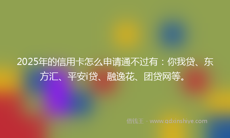 2025年的信用卡怎么申请通不过有：你我贷、东方汇、平安i贷、融逸花、团贷网等。
