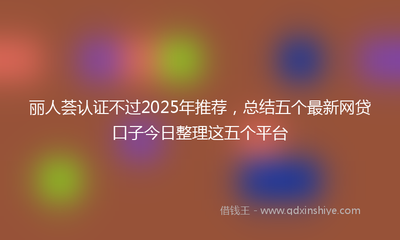 丽人荟认证不过2025年推荐，总结五个最新网贷口子今日整理这五个平台