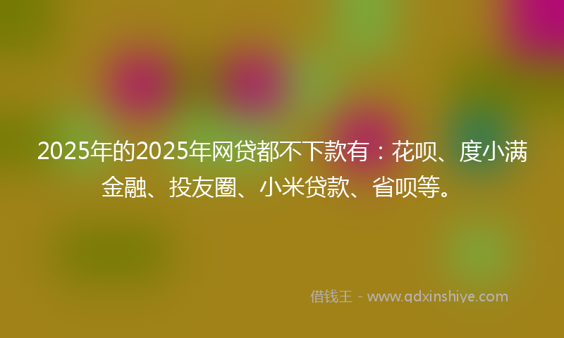 2025年的2025年网贷都不下款有：花呗、度小满金融、投友圈、小米贷款、省呗等。