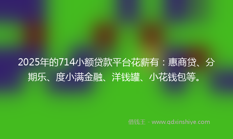 2025年的714小额贷款平台花薪有：惠商贷、分期乐、度小满金融、洋钱罐、小花钱包等。
