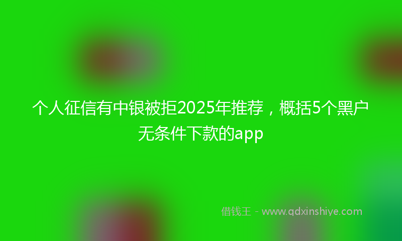 个人征信有中银被拒2025年推荐，概括5个黑户无条件下款的app