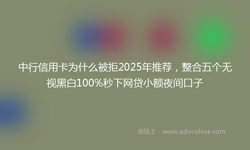中行信用卡为什么被拒2025年推荐，整合五个无视黑白100%秒下网贷小额夜间口子
