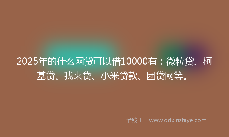 2025年的什么网贷可以借10000有：微粒贷、柯基贷、我来贷、小米贷款、团贷网等。