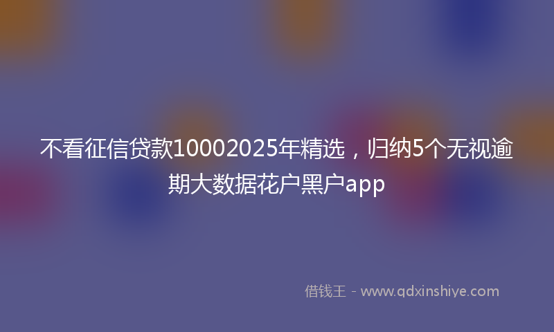 不看征信贷款10002025年精选，归纳5个无视逾期大数据花户黑户app