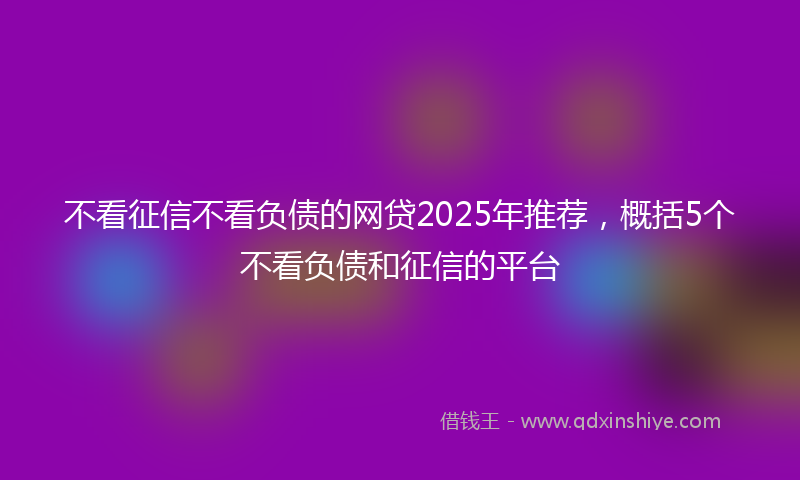 不看征信不看负债的网贷2025年推荐，概括5个不看负债和征信的平台
