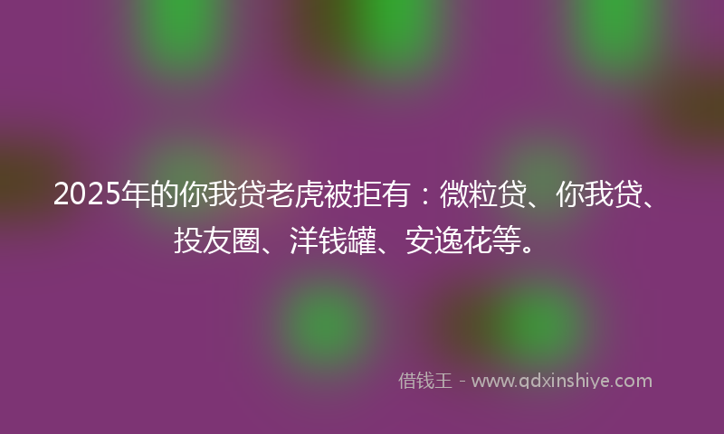 2025年的你我贷老虎被拒有：微粒贷、你我贷、投友圈、洋钱罐、安逸花等。