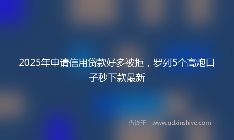 2025年申请信用贷款好多被拒，罗列5个高炮口子秒下款最新