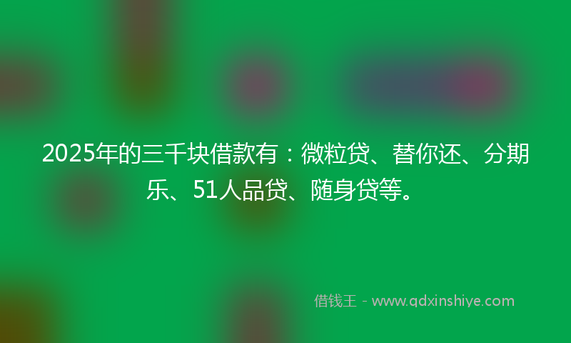 2025年的三千块借款有：微粒贷、替你还、分期乐、51人品贷、随身贷等。