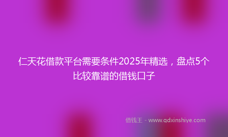 仁天花借款平台需要条件2025年精选，盘点5个比较靠谱的借钱口子