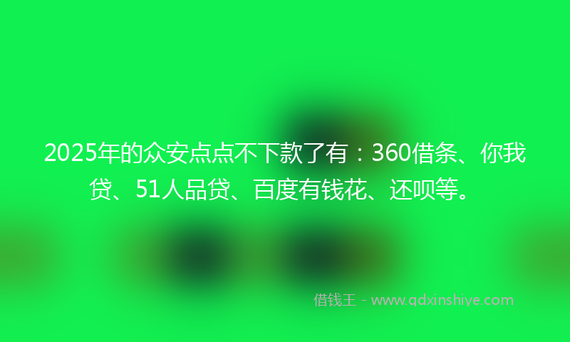 2025年的众安点点不下款了有：360借条、你我贷、51人品贷、百度有钱花、还呗等。