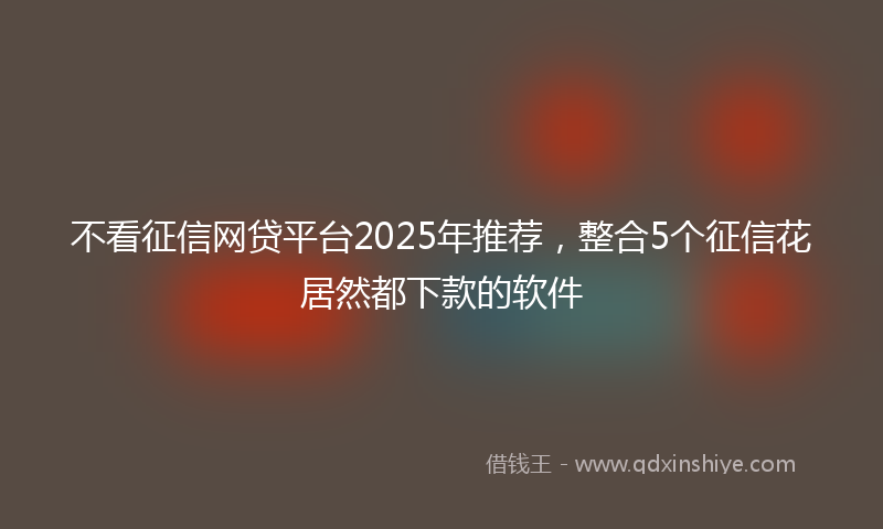 不看征信网贷平台2025年推荐，整合5个征信花居然都下款的软件