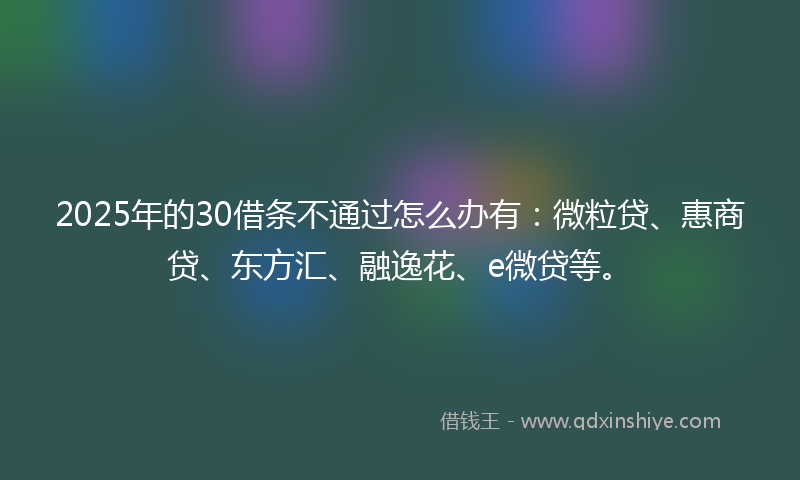 2025年的30借条不通过怎么办有：微粒贷、惠商贷、东方汇、融逸花、e微贷等。