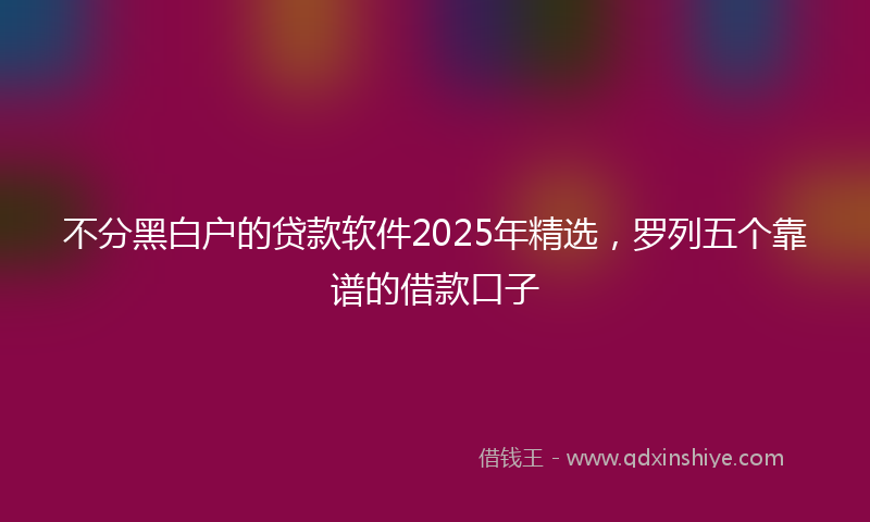 不分黑白户的贷款软件2025年精选，罗列五个靠谱的借款口子