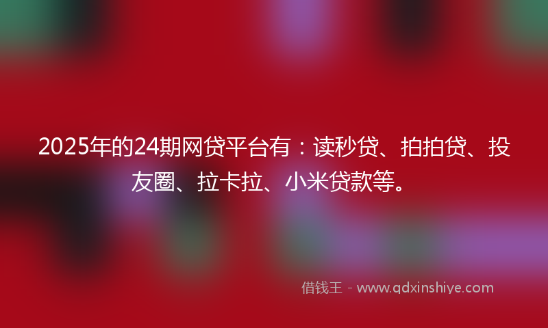 2025年的24期网贷平台有：读秒贷、拍拍贷、投友圈、拉卡拉、小米贷款等。