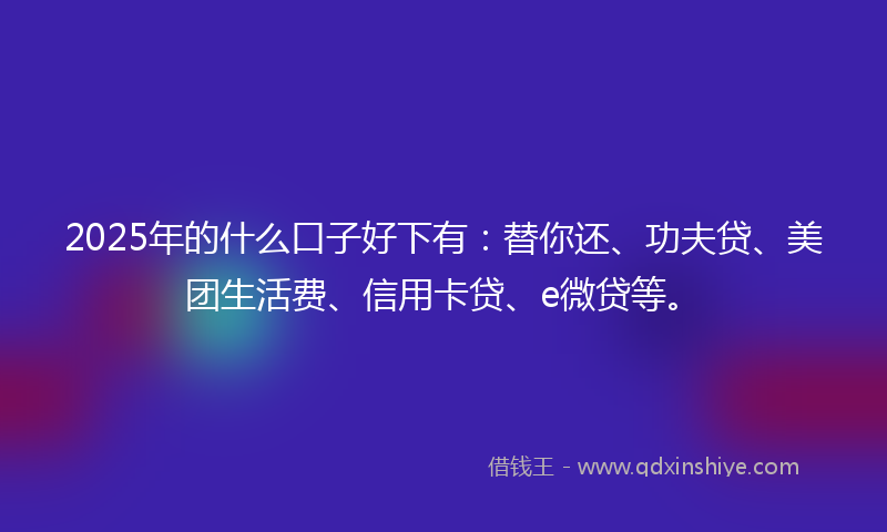 2025年的什么口子好下有：替你还、功夫贷、美团生活费、信用卡贷、e微贷等。