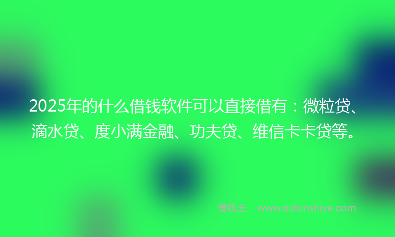 2025年的什么借钱软件可以直接借有：微粒贷、滴水贷、度小满金融、功夫贷、维信卡卡贷等。