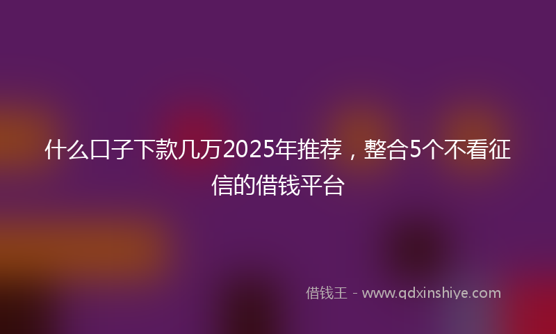 什么口子下款几万2025年推荐，整合5个不看征信的借钱平台