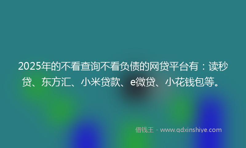 2025年的不看查询不看负债的网贷平台有：读秒贷、东方汇、小米贷款、e微贷、小花钱包等。