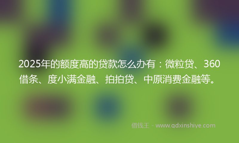2025年的额度高的贷款怎么办有：微粒贷、360借条、度小满金融、拍拍贷、中原消费金融等。