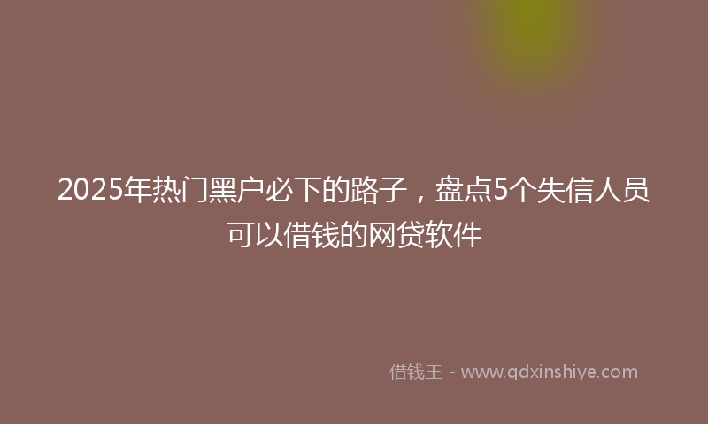 2025年热门黑户必下的路子，盘点5个失信人员可以借钱的网贷软件
