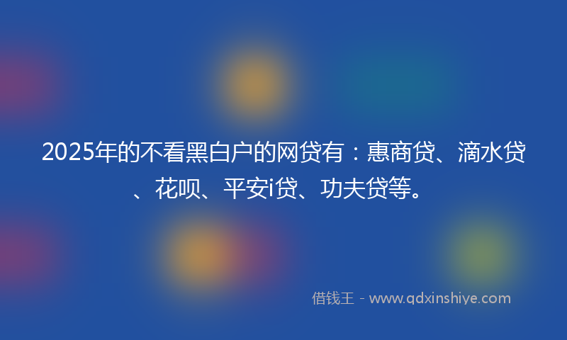 2025年的不看黑白户的网贷有：惠商贷、滴水贷、花呗、平安i贷、功夫贷等。