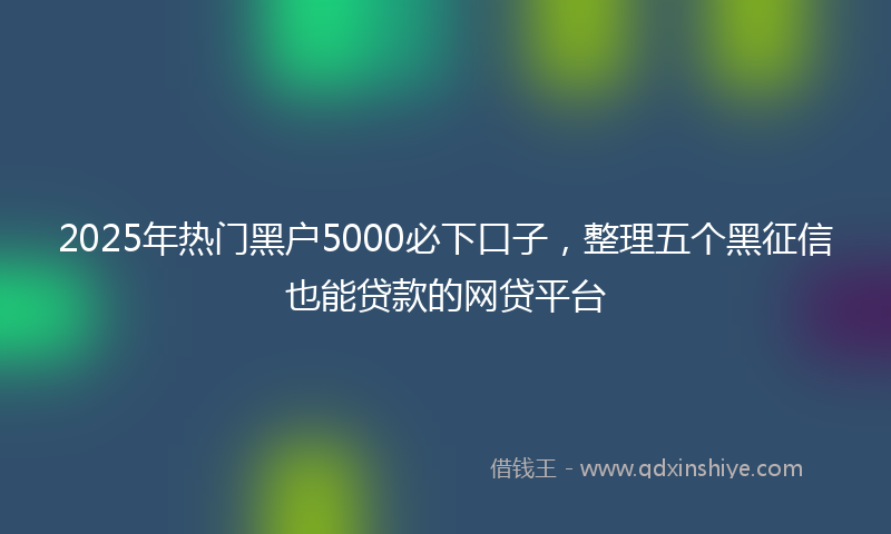 2025年热门黑户5000必下口子，整理五个黑征信也能贷款的网贷平台