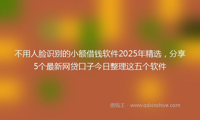 不用人脸识别的小额借钱软件2025年精选，分享5个最新网贷口子今日整理这五个软件