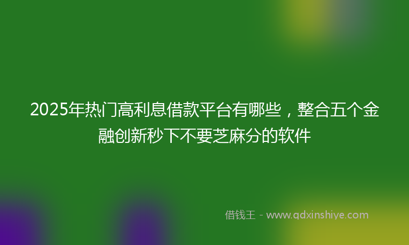 2025年热门高利息借款平台有哪些，整合五个金融创新秒下不要芝麻分的软件