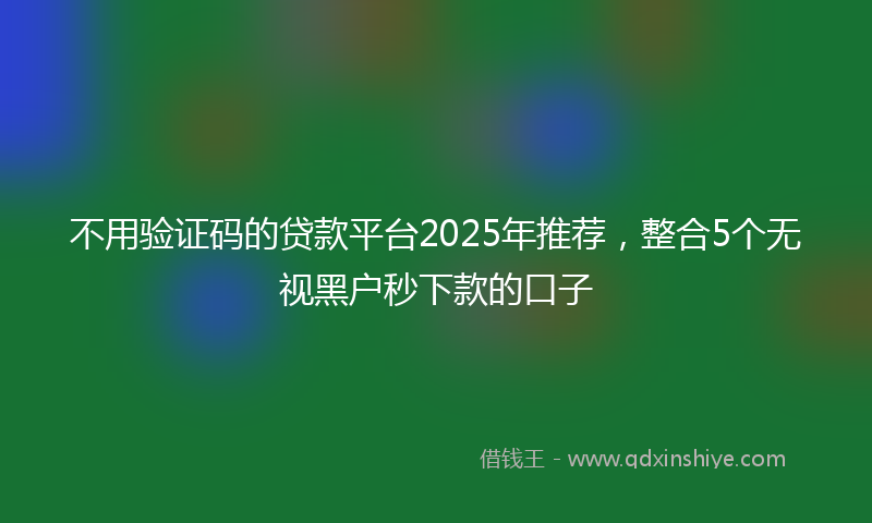 不用验证码的贷款平台2025年推荐，整合5个无视黑户秒下款的口子
