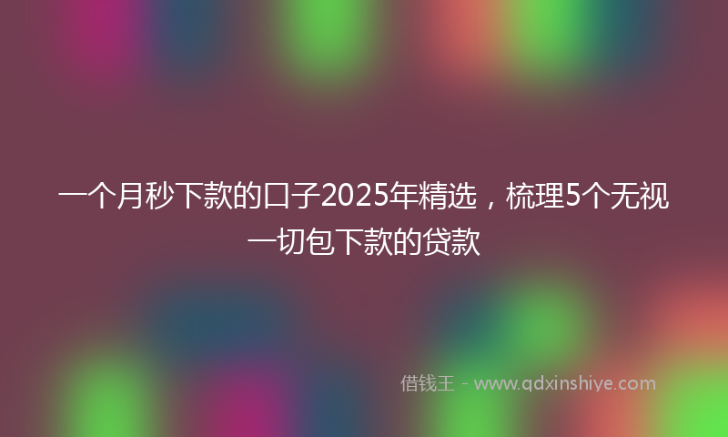 一个月秒下款的口子2025年精选，梳理5个无视一切包下款的贷款