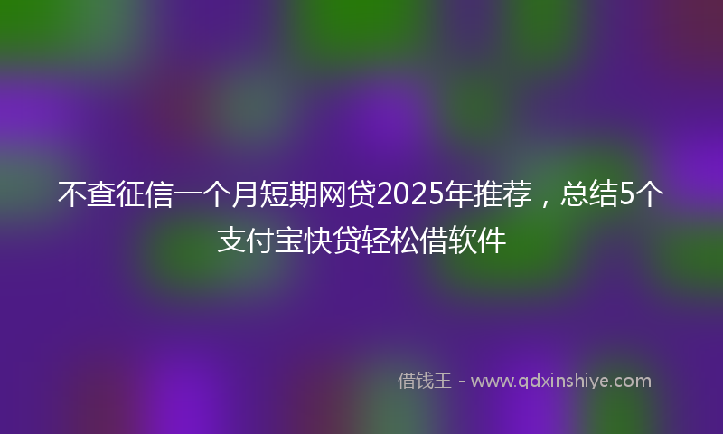 不查征信一个月短期网贷2025年推荐，总结5个支付宝快贷轻松借软件