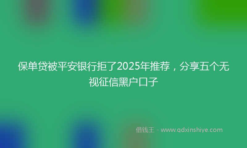 保单贷被平安银行拒了2025年推荐，分享五个无视征信黑户口子
