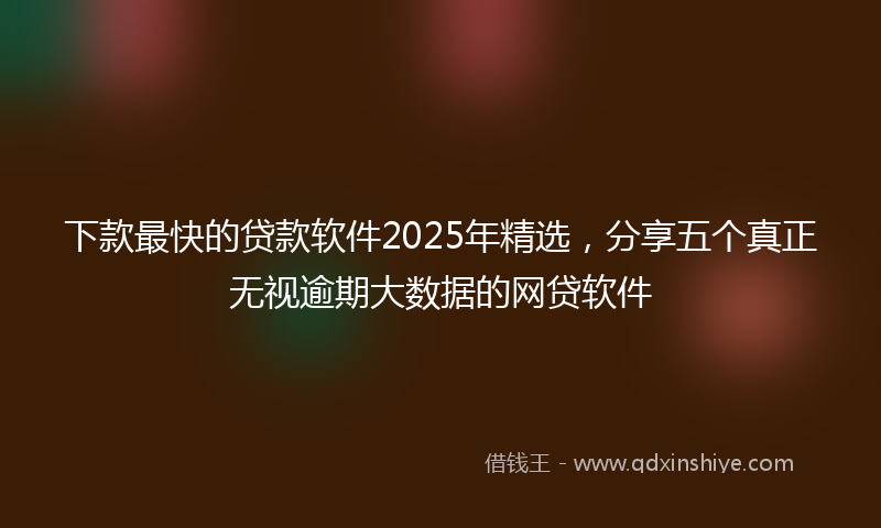 下款最快的贷款软件2025年精选，分享五个真正无视逾期大数据的网贷软件
