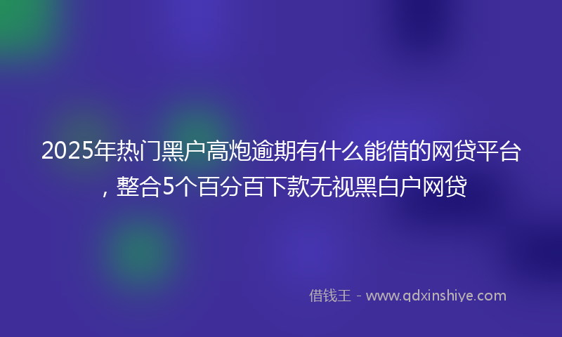 2025年热门黑户高炮逾期有什么能借的网贷平台，整合5个百分百下款无视黑白户网贷